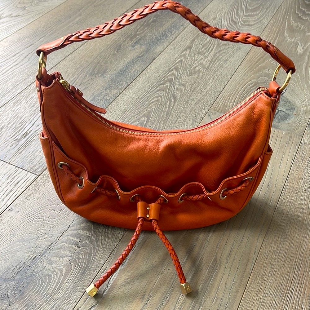 Vintage MICHAEL KORS Orange  Leather Shoulder Bag - Picture 5 of 12